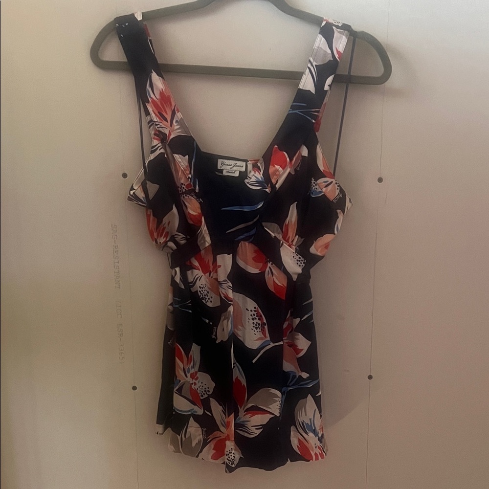 Guess Vintage 90’s Floral Tie Back Top - Navy and Red Flowers